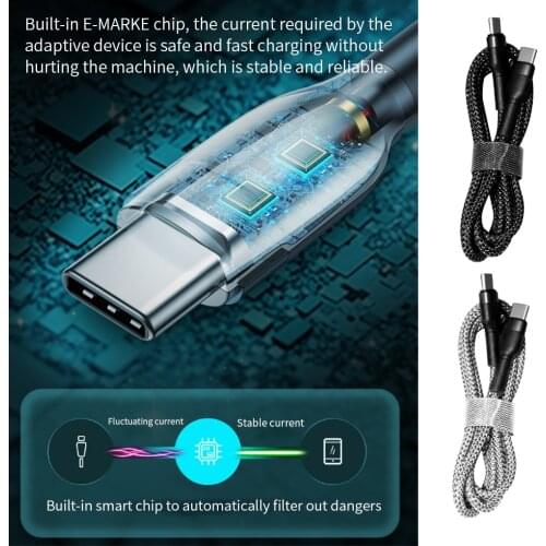 Type-c Charger Cable for Type C Phone Laptop 100W Charging Cord Braided Out Layer Type-c Data Cable 1m