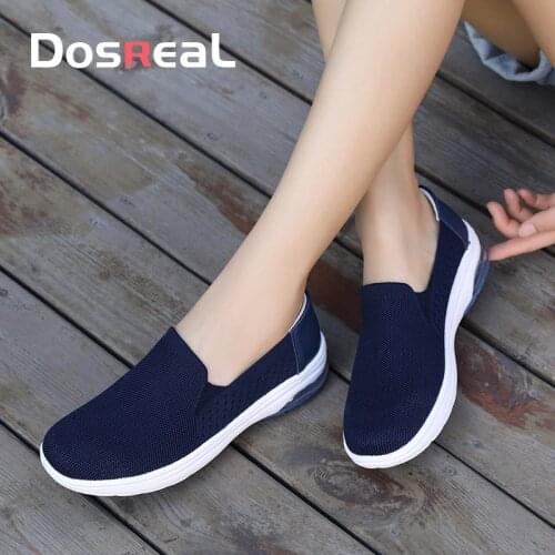 DOSREAL Women Flat Platform Shoes Mesh Breathable Casual shoes Slip On Shallow Fashion Lady Moccasin Ballet Big Size Sport Shoes