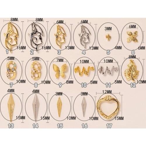 50pcs/lot 3D metal Nail art jewelry Heart / Butterfly / Diamond / Chain Japanese nails parts decorations Manicure Charms