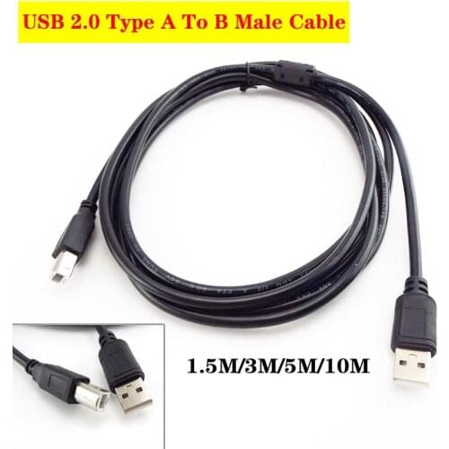 USB 2.0 A To B Male Printer Cord Cable USB Type B Male To A Male For Label Printer Extension Cord High Speed 1.5m 3m 5m 10m