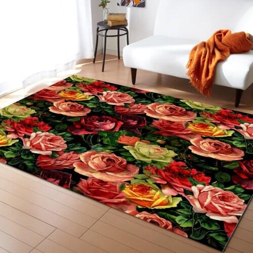 Vintage Roses Flowers Watercolor Pattern Carpet for Living Room Kids Bedroom Bedside Rugs Soft Carpets Home Sofa Table Decor Mat