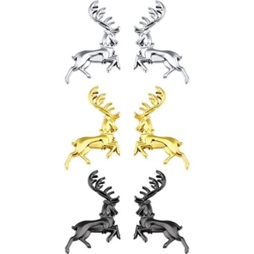 WL 2pcs 3D Metal Animal Pattern Car Stickers Car-styling House Baratheon Emblem Universal Badge Window Door Waterproof Elk Decal