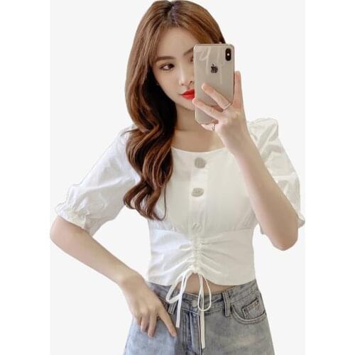 Women Spring Summer Style Chiffon Blouses Shirts Lady Casual Peter Pan Collar Lantern Sleeve Short Blusas Tops ZZ0515