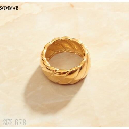SOMMAR New Sale Gold Vermeil size 6 7 8 female engagement ring Retro and old, weaving twist men ring jewelry