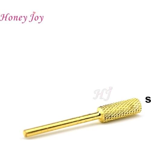 1pc #S Durable Cylinder Cylindrical Electric Nail Drill Bit Sanding Carbide Nail Drill Manicure Pedicure Art Tools S Golden