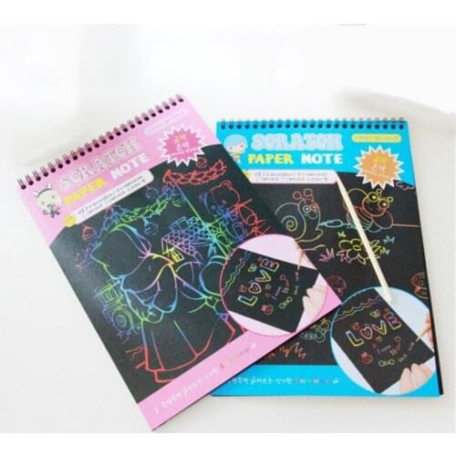 10 Sheets A4 Colorful Scaraping Painting Notebooks 20x28 CM Childrens Scratch Painting Learing Notebooks Drawing Toys Gifts