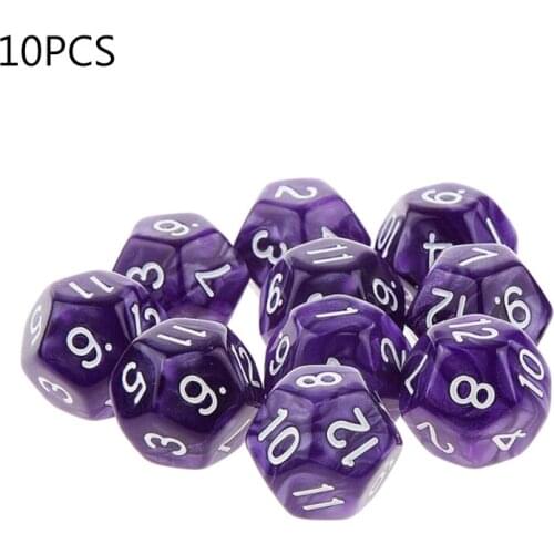10pcs 12 Sided Dice D12 Polyhedral Dice Family Party RPG Board Game Accessories A0KA