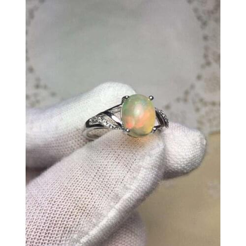 100% Natural Real Opal Rings 925 Sterling Silver Engagement Ring Fine Jewelry Elegant Design