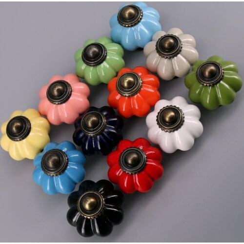 1x 33mm Ceramic Door Drawer Handles Pumpkins Knobs Europe Ceramic Door Cabinet Cupboard Handles Pull Kids room Dresser knobs