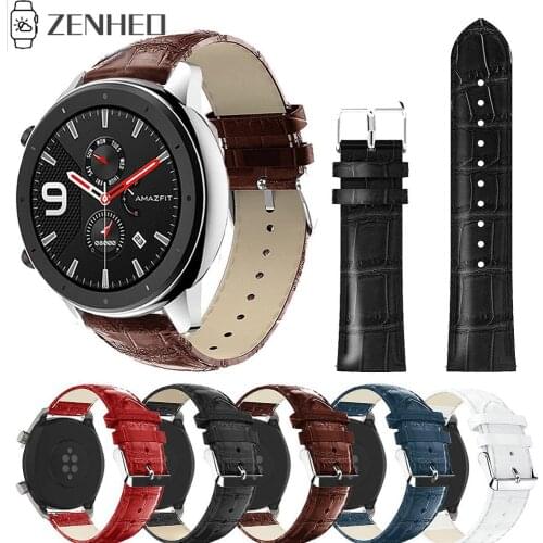 22mm Band Strap for Xiaomi Huami Amazfit GTR 47mm Leather Watchband for Galaxy Watch 46mm/Gear S3 Bracelet Wristband