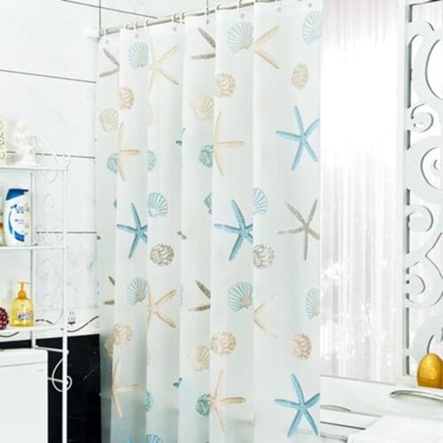 300x200cm Shower Curtain Waterproof Bathroom Curtain with Hooks PEVA Starfish Printed Bath Shower Curtain 6 Size High Quality