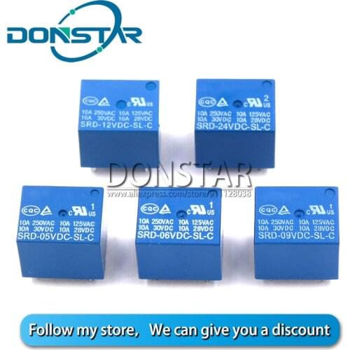 5PCS 5V 6V 9V 12V 24V DC Power Relay SRD 05VDC 06VDC 09VDC 12VDC 24VDC SL C 5 pin for PCB New And Original