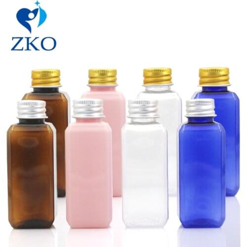5pcs 50ml Square Multicolor Plastic Discharge Makeup Water Bottle with Silver/Golden Aluminum Cap Refillable Dispensing Bottle