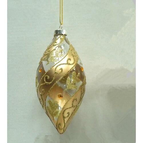 18pcs/pack 6*11cm Cone Shaped Gold Painting Glass Globe Christmas Tree Decorated Ball Handmade Craft