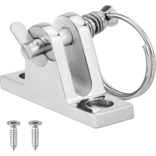 Marine Part Bimini Top Fitting, 316 Stainless Steel 90 Degree Deck Hinge Hardware with Removable Pin and Screws