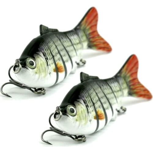 2PCS Artificial Fishing Bait Lure Minnow Wobblers Popper Bait Angling Vib Smart Lifelike Fish Lures Swimbait 6 Segment 10CM