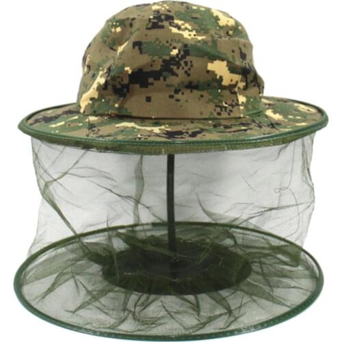 Unisex Camouflage Fishing Net Mesh Caps Head Face Protector Midge Mosquito Bug Insect Prevention Outdoor Hunting Sun Hat