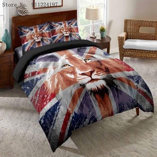 The Lion King Print Bedding Set Single Double Queen King Quilt Covers Bedclothes British Lion Duvet Cover Set With Pillowcase