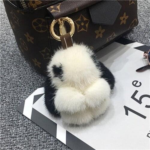 Rabbit Keychain Natural Mink Fur Girl Real 8cm Rabbit Keychain Key Chain Fur Bunny Backpack Small Rabbit Hare Pea Mobile