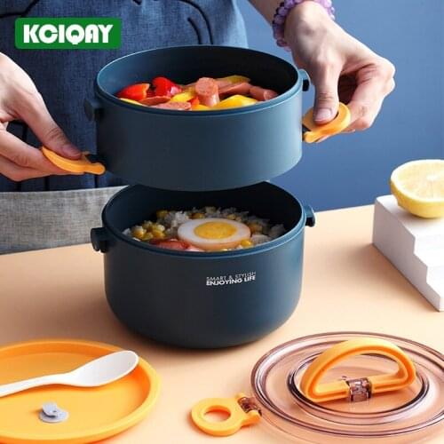 1-1.6L Round Plastic Large Capacity Lunch Box Leakproof Microwave Bento Box Food Container Kids Thermos Lunch Box For Hot Food