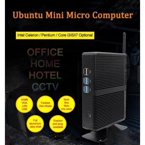 EGLOBAL Linux Celeron 1 OR 2 LAN M3 4K Display mini pc fanless desktop small size 2955U 3556U N3150 N3050 processor