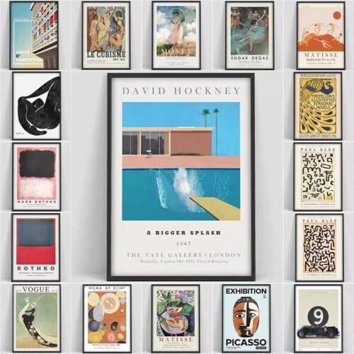 Minimalist David Hockney art Exhibition Canvas Painting Wall Art Prints Poster Wall Pictures For Home Room Decor (No Frame)