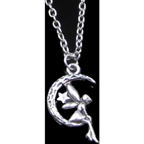 Fashion 25*14mm Fairy Angel Moon Star Pendant Necklace Link Chain For Female Choker Necklace Creative Jewelry party Gift