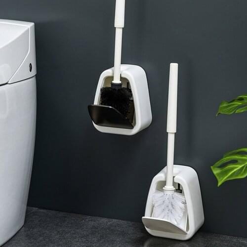 Behogar Toilet Brush Holder Set Wall Mounted Self-adhesive Bathroom Toilet Cleaning Brush for Home Hotel Apartment Dormitory