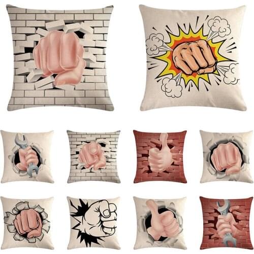 45cmx45m Stick figure fist Pattern New Linen Comfortable Cushion Cover Home Sofa Decorative Pillow Cover Home Decor ZY1078