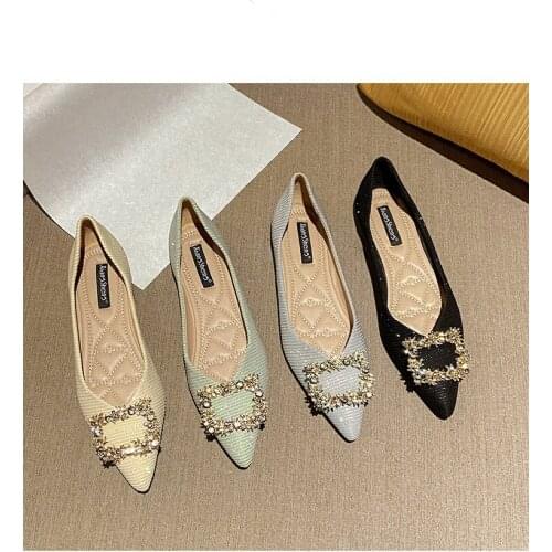 2021 Spring New Soft-soled Pointed Toe Ballet Flats Womens All-Match Single Shoes Shallow Mouth Womens Shoes