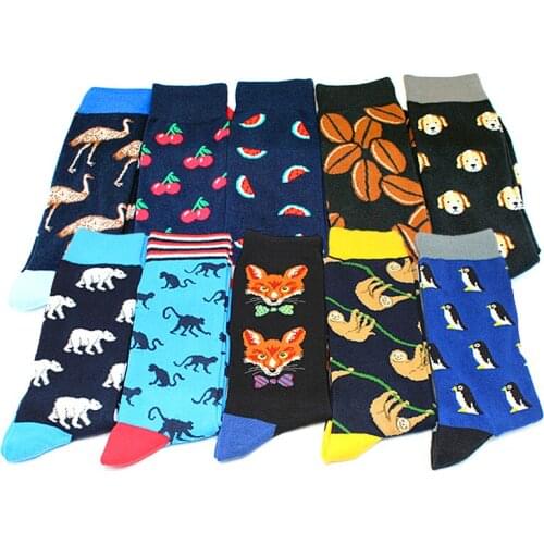 New Mens sock Brand Alphabet Cactus Animal Pattern Hip hop Cool Socks for Men Winter Thick Long Skate Funny Socks Colorful
