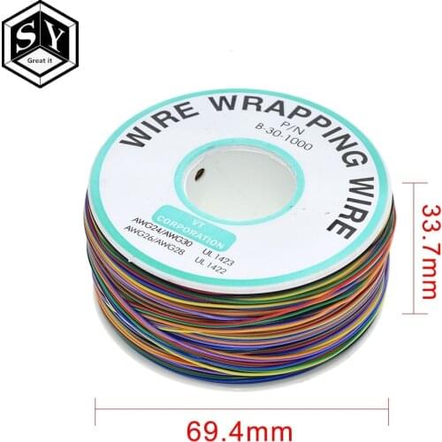 Wrapping Wire 8 30AWG Insulation Wire B-30-1000 UL1423 0.25mm Tinned Copper Solid PVC Cable Breadboard Jumper Wire Connector