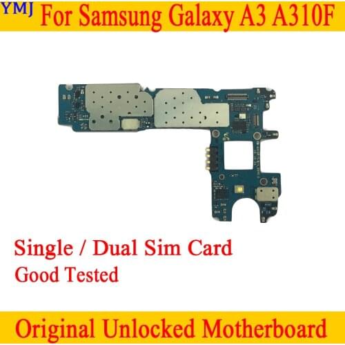 Single / Dual Sim Card for Samsung Galaxy A3 A310F Motherboard,Original unlocked for Samsung A310F Logic board by Free Shipping