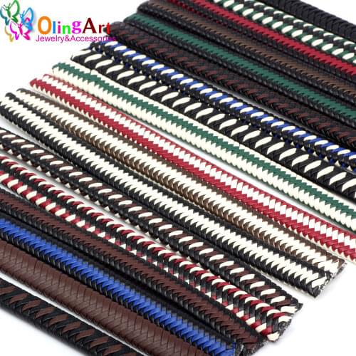 OlingArt High-grade 12MM 1pcs/lot PU Flat Braided Leather Cords /accessories parts/DIY Bracelet necklace Jewelry making