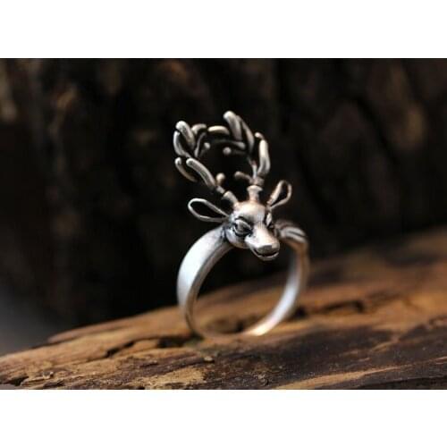Wholesale Unique Retro Antler Adjustable Ring High Quality Design Mens Antler Deer Promise Rings Women Gift Overwatch Aros