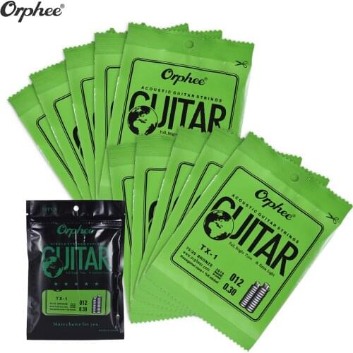 Orphee TX-1 Single String Replacement for Acoustic Folk Guitar 1st E-String (.010) 10-Pack High-carbon Steel Core 75/25 Phosphor