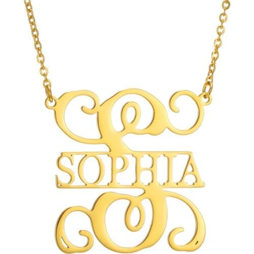 Customized Name Letter Necklace Fashion Name Necklaces Personalized Letter Gold Choker Necklace Pendant Nameplate Gifts