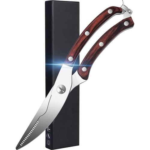 Spring Loaded Chicken Bone Scissors with Safety Lock Stainless Steel Kitchen Scissors for Chicken, Fish, Vegetables, Seafood