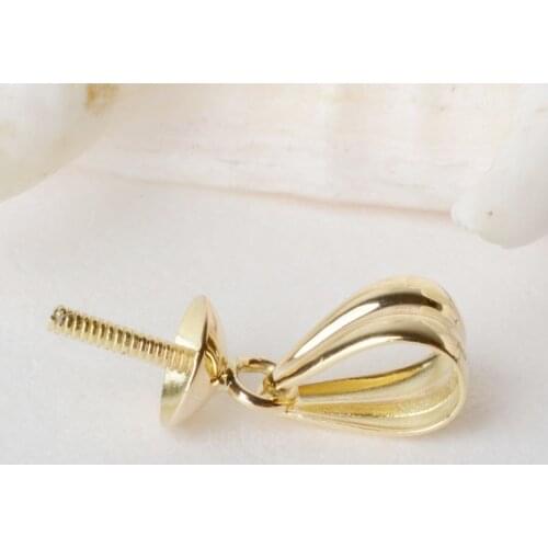 18karat gold pinch bail pendant clasp connector,bead caps with peg for half drilled beads pendant necklace diy