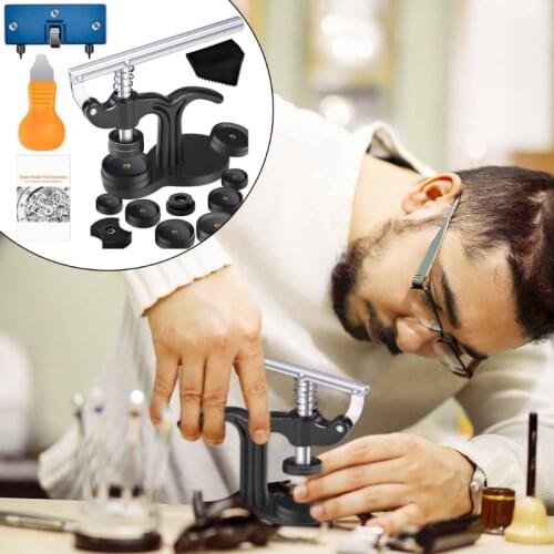 16Pcs Watch Press Tool for Watch Back Remover Closer Repair with Watch Battery Replacement Kit Fitting Dies
