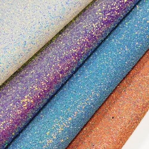 Plain Design Shiny Chunky Glitter Faux Artificial Leather Fabric Sheet for Making Shoe/Bag/DIY Accessories/Hair Bow