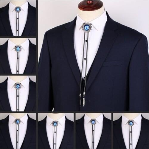 Retro Twelve Constellation Bolo Tie Mens Shirt Collar Necklace Bowtie Necktie Luxulry Jewelry Gifts Accessories Gift