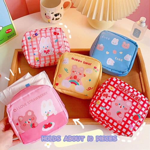 Cartoon Rabbit Makeup Storage Bag Sanitary Napkin Pad Bag Korean and Japan INS Style Coin Purse Card Holder Pouch