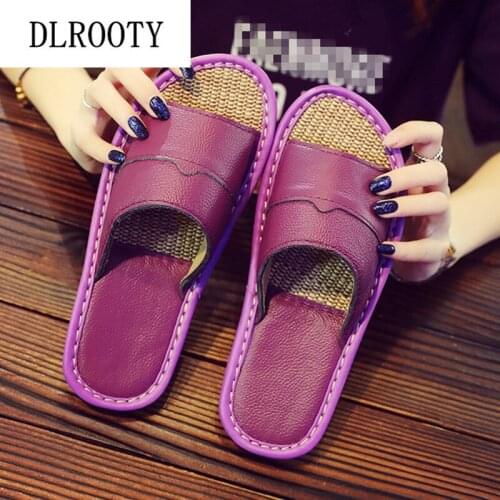 Women Slippers Sandals Shoes Flip Flops New Summer Fashion Breathable Hemp Non-slip Home Slides Casual Female Flat