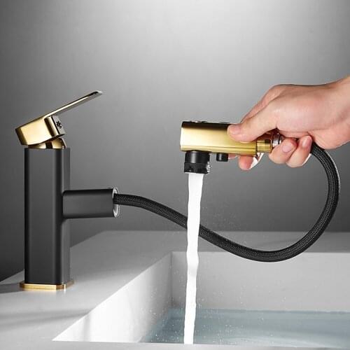 Bathroom mixer faucet Pull Out Basin Sink Faucet Rinser Sprayer Gargle Brushing 4 Mode Fine copper Mixer Tap Basin Faucet