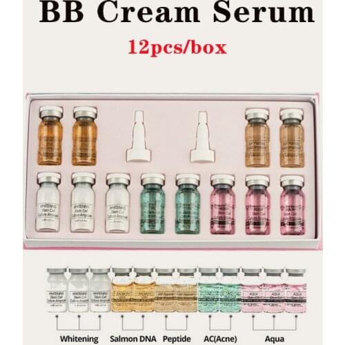 Top Sale 12pcs/Box BB Cream Glow Ampoule Serum Starter Kit Hyaluronic Acid Natural Vitamin C Enssence for Repairing Skin Problem