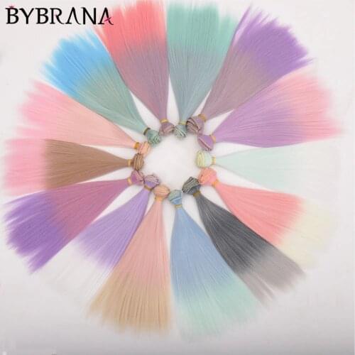 Bybrana 1pcs 25*100cm and 15*100cm BJD Hair Black Gold Brown White Color Long Straight Dolls Wig for 1/3 1/4 1/6 BJD DIY