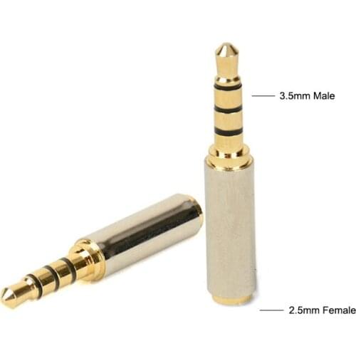 High Quality New Adapter Converter Gold 3.5mm Jack Male To 2.5mm Jack Female Stereo Audio Headphone