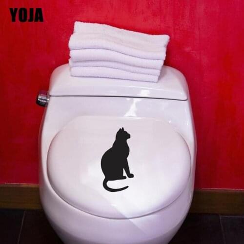 YOJA 11.3*21CM Cat Silhouette Bedroom Home Decor Toilet Decal Cartoon Pattern T4-0041