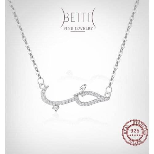 Beitil Simple Line-shaped Crocodile Real 925 Sterling Silver CZ Necklace For Women Minimalist Fine Jewelry 2021 New Style
